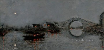 Puente Feng Yan Wenliang Shanshui Paisaje chino Pinturas al óleo